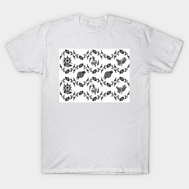 Striped Vine Tattoo Pattern T-Shirt by IrenesGoodies